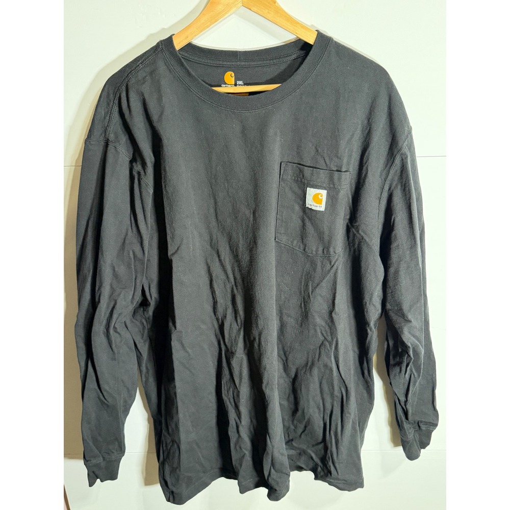 Carhartt Mens 2XL Long Sleeve Pocket T-Shirt Black Original Fit K126 Workwear